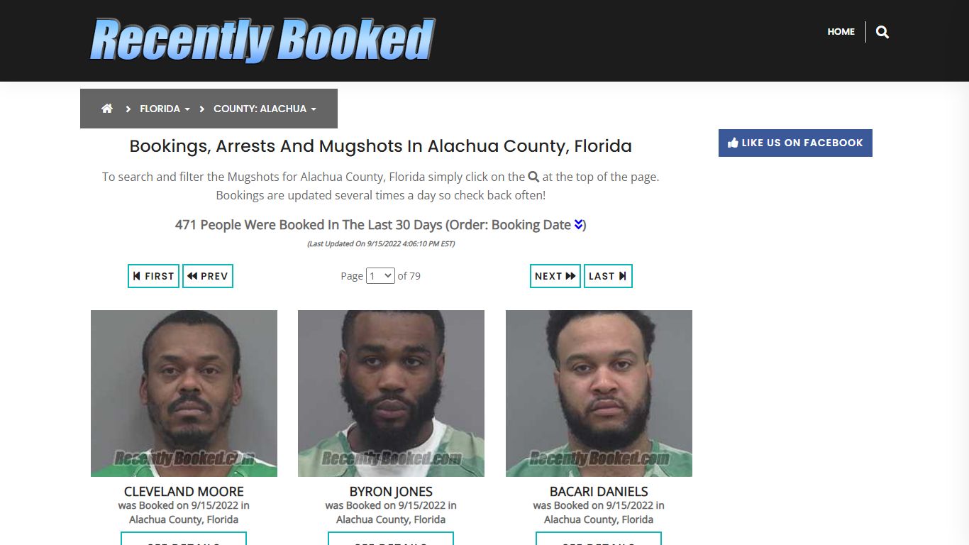 Recent bookings, Arrests, Mugshots in Alachua County, Florida